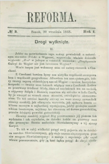 Reforma. R.1, No 3 (30 września 1868)