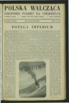 Polska Walcząca - Żołnierz Polski na Obczyźnie = Fighting Poland : weekly for the Polish Forces. R.5, nr 21 (29 maja 1943)