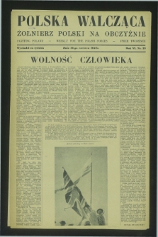 Polska Walcząca - Żołnierz Polski na Obczyźnie = Fighting Poland : weekly for the Polish Forces. R.6, nr 23 (10 czerwca 1944)