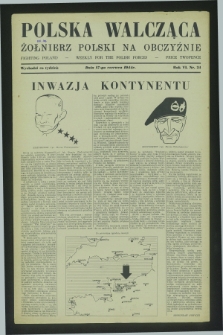 Polska Walcząca - Żołnierz Polski na Obczyźnie = Fighting Poland : weekly for the Polish Forces. R.6, nr 24 (17 czerwca 1944)