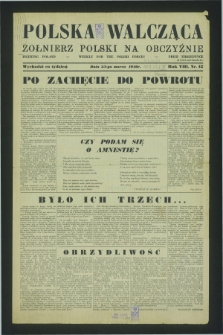 Polska Walcząca - Żołnierz Polski na Obczyźnie = Fighting Poland : weekly for the Polish Forces. R.8, nr 12 (23 marca 1946)