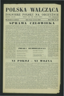 Polska Walcząca - Żołnierz Polski na Obczyźnie = Fighting Poland : weekly for the Polish Forces. R.8, nr 25 (22 czerwca 1946)