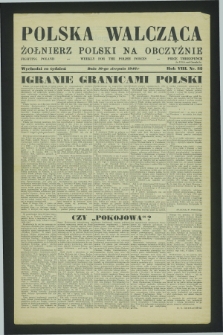 Polska Walcząca - Żołnierz Polski na Obczyźnie = Fighting Poland : weekly for the Polish Forces. R.8, nr 32 (10 sierpnia 1946)