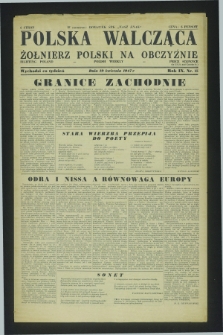 Polska Walcząca - Żołnierz Polski na Obczyźnie = Fighting Poland : Polish weekly. R.9, nr 15 (19 kwietnia 1947)