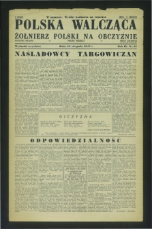 Polska Walcząca - Żołnierz Polski na Obczyźnie = Fighting Poland : Polish weekly. R.9, nr 33 (23 sierpnia 1947)