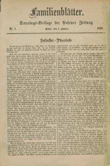 Familienblätter : Sonntags-Beilage der Posener Zeitung. 1878, Nr. 1 (1 Januar)
