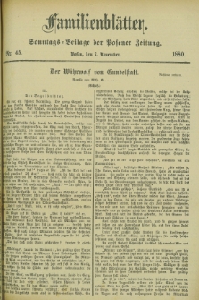 Familienblätter : Sonntags-Beilage der Posener Zeitung. 1880, Nr. 45 (7 November)