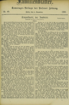 Familienblätter : Sonntags-Beilage der Posener Zeitung. 1880, Nr. 49 (5 Dezember)