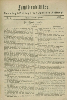 Familienblätter : Sonntags-Beilage der „Posener Zeitung”. 1883, Nr. 4 (28 Januar)