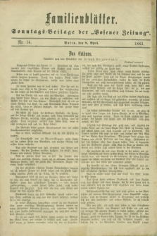 Familienblätter : Sonntags-Beilage der „Posener Zeitung”. 1883, Nr. 14 (8 April)