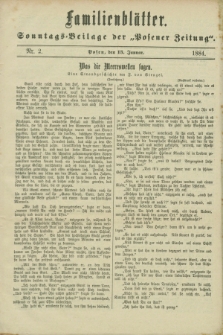 Familienblätter : Sonntags-Beilage der „Posener Zeitung”. 1884, Nr. 2 (13 Januar)