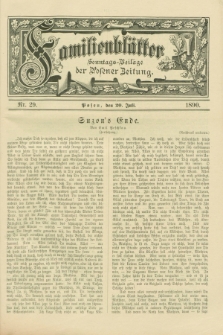 Familienblätter : Sonntags-Beilage der Posener Zeitung. 1890, Nr. 29 (20 Juli)