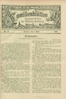 Familienblätter : Sonntags-Beilage der Posener Zeitung. 1891, Nr. 14 (5 April)