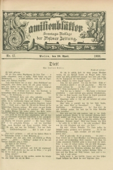 Familienblätter : Sonntags-Beilage der Posener Zeitung. 1891, Nr. 17 (26 April)