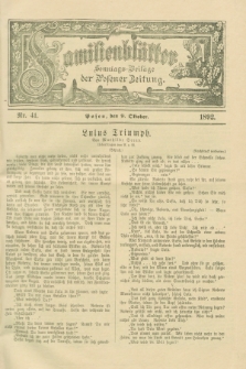 Familienblätter : Sonntags-Beilage der Posener Zeitung. 1892, Nr. 41 (9 Oktober)