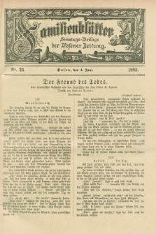 Familienblätter : Sonntags-Beilage der Posener Zeitung. 1893, Nr. 23 (4 Juni)