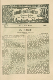 Familienblätter : Sonntags-Beilage der Posener Zeitung. 1893, Nr. 32 (6 August)