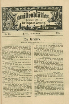 Familienblätter : Sonntags-Beilage der Posener Zeitung. 1893, Nr. 34 (20 August)