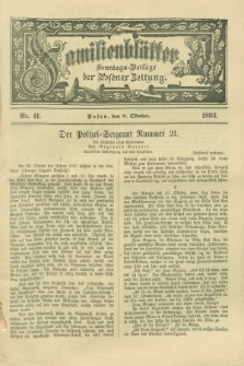 Familienblätter : Sonntags-Beilage der Posener Zeitung. 1893, Nr. 41 (8 Oktober)