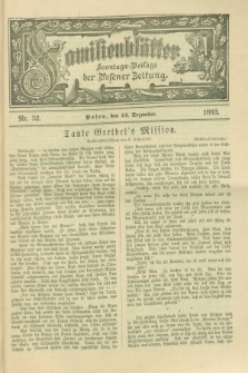 Familienblätter : Sonntags-Beilage der Posener Zeitung. 1893, Nr. 52 (24 Dezember)