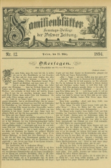 Familienblätter : Sonntags-Beilage der Posener Zeitung. 1894, Nr. 12 (25 März)