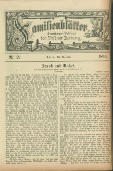 Familienblätter : Sonntags-Beilage der Posener Zeitung. 1894, Nr. 29 (22 Juli)