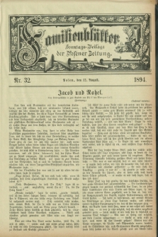 Familienblätter : Sonntags-Beilage der Posener Zeitung. 1894, Nr. 32 (12 August)