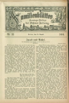 Familienblätter : Sonntags-Beilage der Posener Zeitung. 1894, Nr. 33 (19 August)