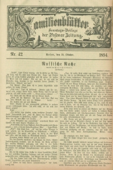 Familienblätter : Sonntags-Beilage der Posener Zeitung. 1894, Nr. 42 (21 Oktober)