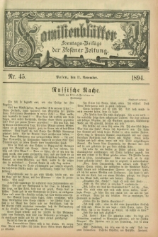 Familienblätter : Sonntags-Beilage der Posener Zeitung. 1894, Nr. 45 (11 November)