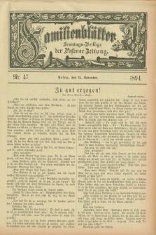 Familienblätter : Sonntags-Beilage der Posener Zeitung. 1894, Nr. 47 (25 November)