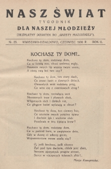Nasz Świat : tygodnik dla naszej młodzieży : bezpłatny dodatek do „Gazety Mazurskiej”. 1930, nr 23