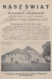 Nasz Świat : tygodnik dla naszej młodzieży : bezpłatny dodatek do „Gazety Mazurskiej”. 1930, nr 42