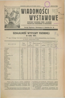 Wiadomości Wystawowe Wystawy Ruchomej Prób i Wzorów Przemysłu Krajowego w Rzeszowie. 1932, nr 1 (28 stycznia)