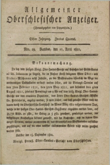 Allgemeiner Oberschlesischer Anzeiger. Jg.11, Quartal 2, Nro. 29 (11 April 1821)