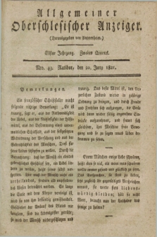 Allgemeiner Oberschlesischer Anzeiger. Jg.11, Quartal 2, Nro. 49 (20 Juny 1821)