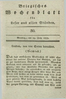 Briegisches Wochenblatt für Leser aus allen Ständen. [Jg.25], [nr] 30 (29 July 1833) + dod.