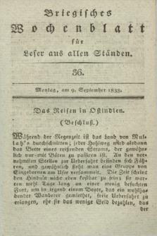 Briegisches Wochenblatt für Leser aus allen Ständen. [Jg.25], [nr] 36 (9 September 1833) + dod.