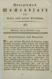 Briegisches Wochenblatt für Leser aus allen Ständen. [Jg.25], [nr] 49 (9 December 1833)