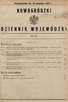 Dziennik Urzędowy Województwa Nowogródzkiego. 1936, nr 18