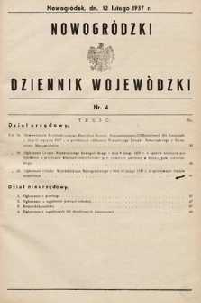 Nowogródzki Dziennik Wojewódzki. 1937, nr 4