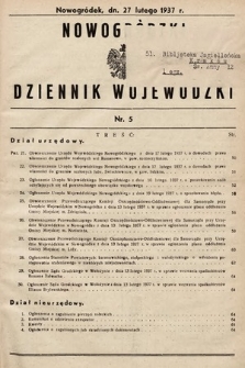 Nowogródzki Dziennik Wojewódzki. 1937, nr 5