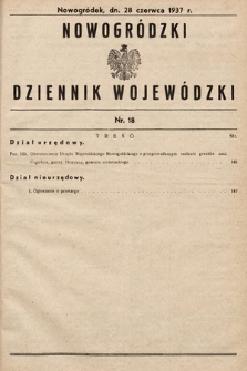 Nowogródzki Dziennik Wojewódzki. 1937, nr 18