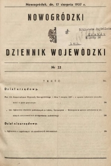 Nowogródzki Dziennik Wojewódzki. 1937, nr 22