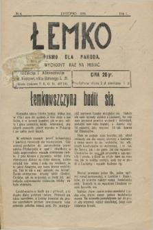 Łemko : pismo dla naroda. R.1, nr 4 (łystopad 1928)