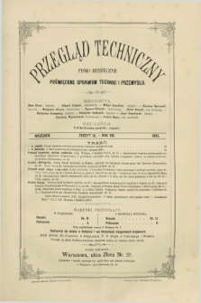 Przegląd Techniczny : pismo miesięczne poświęcone sprawom techniki i przemysłu. R.8, T.16, z. 9 (wrzesień 1882)