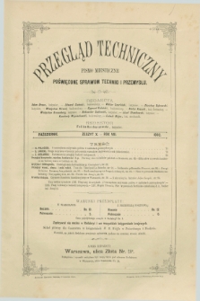 Przegląd Techniczny : pismo miesięczne poświęcone sprawom techniki i przemysłu. R.8, T.16, z. 10 (październik 1882)