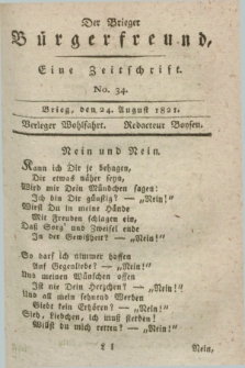 Der Brieger Bürgerfreund : eine Zeitschrift. [Jg.13], No. 34 (24 August 1821) + dod.