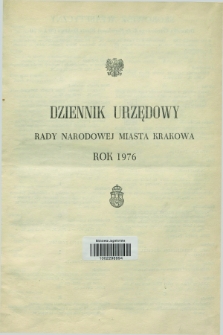 Dziennik Urzędowy Rady Narodowej Miasta Krakowa. 1976, Skorowidz alfabetyczny