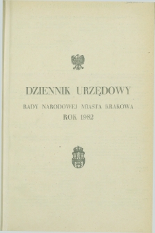 Dziennik Urzędowy Rady Narodowej Miasta Krakowa. 1982, Skorowidz alfabetyczny